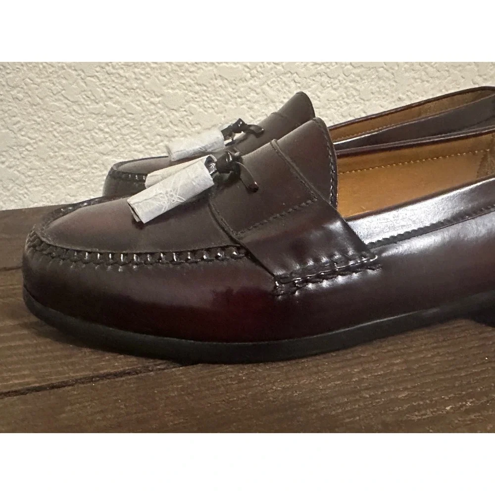 Cole Haan Pinch Tassel Kiltie Burgundy Leather Loafers Mens 10.5 EEE 03507 New